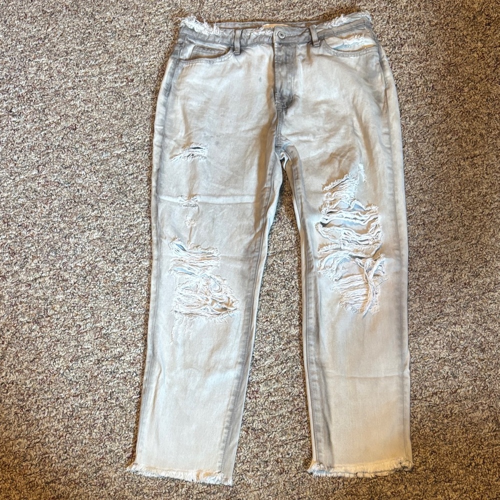 Vervet Distressed Light Gray Women Jeans Washed-not worn